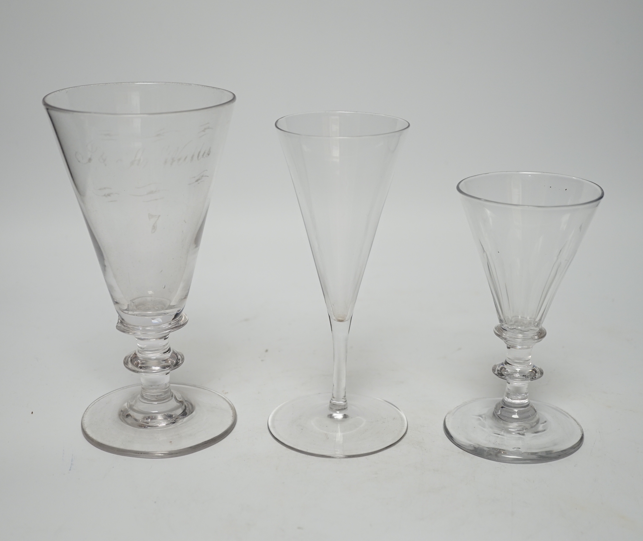 A group of ten 19th century glasses, tallest 17.5cm high